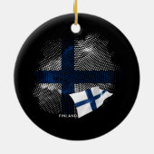Finnland-Flagge Keramik Ornament (Hinten)