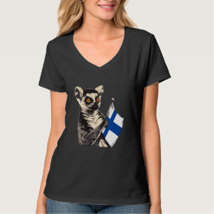 Finnland Flagge Lemur Finn Finnische Roots Heart F T-Shirt