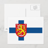 Finnland Flagge mit COA Postkarte (Vorne/Hinten)