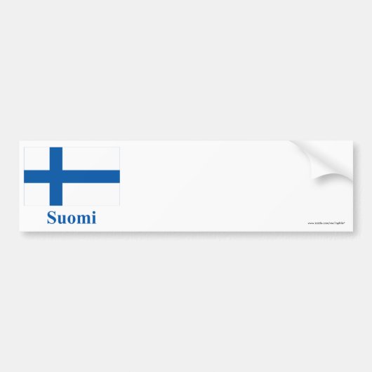 Finnland-Flagge mit Namen auf finnisch Autoaufkleber (Vorne)