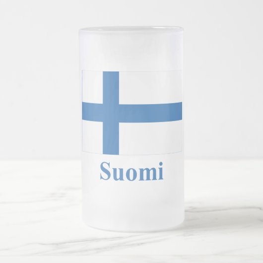 Finnland-Flagge mit Namen auf finnisch Mattglas Bierglas (Mittel)