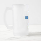 Finnland-Flagge mit Namen auf finnisch Mattglas Bierglas (Links)