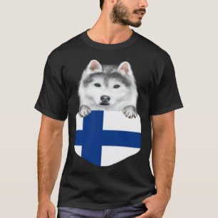 Finnland-Flagge Sibirischer Husky-Hund In Tasche T-Shirt