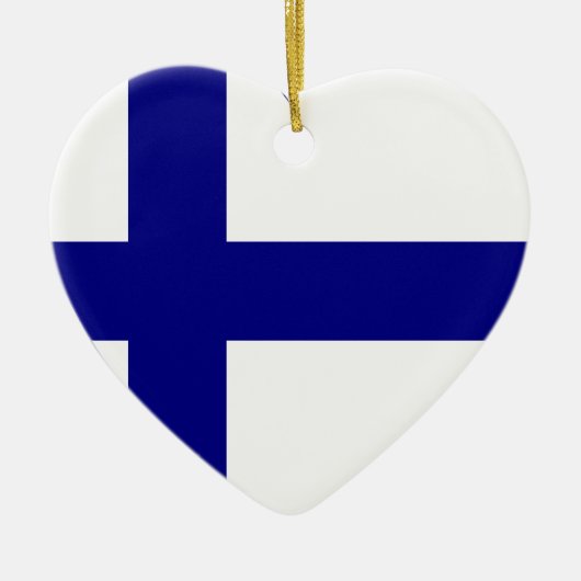 Finnland-Flaggen-Herz Keramik Ornament (Vorne)