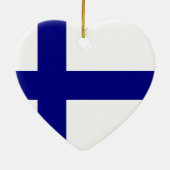 Finnland-Flaggen-Herz Keramik Ornament (Hinten)