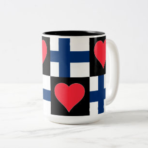 Finnland Flaggen Herz Muster Patriotischer finnisc Zweifarbige Tasse