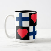 Finnland Flaggen Herz Muster Patriotischer finnisc Zweifarbige Tasse (Links)