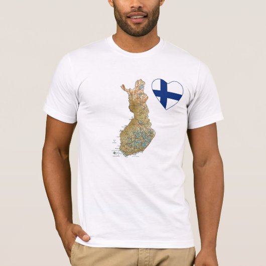 Finnland-Flaggen-Herz und Karten-T - Shirt (Vorderseite)