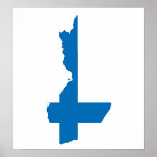 Finnland-Flaggen-Karte Größengleich Poster