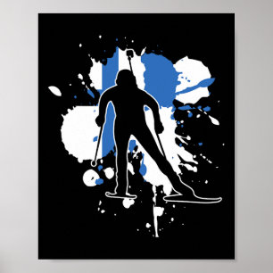 Finnland Flaggenbiathlonistin - Finnischer Biathlo Poster