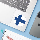 Finnland Flaggenrundkleber Aufkleber (Laptop mit iPhone)