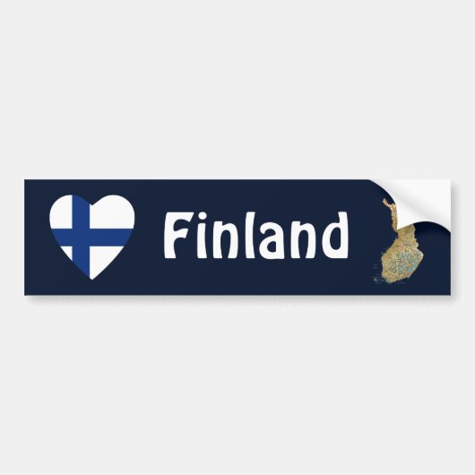 Finnland Flaggenschwerpunkt + Karte Autoaufkleber (Vorne)