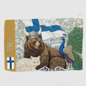 Finnland Golf, Monogram, Viking Bear, Arctic Fox Golfhandtuch (Horizontal)