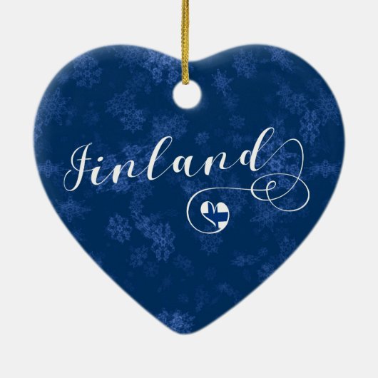 Finnland Herz, Weihnachtsbaumschmuck, finnisch Keramik Ornament (Hinten)