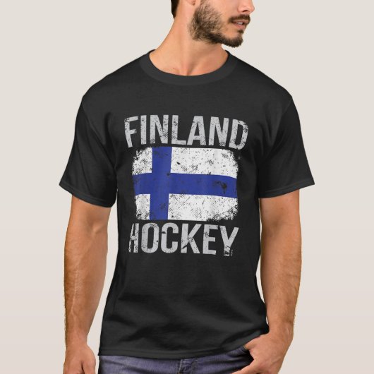 Finnland Hockey Finnische Flagge T Shirt (Vorderseite)