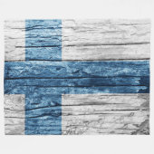 Finnland - Holzflagge Fleecedecke (Vorderseite (Horizontal))