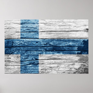 Finnland - Holzflagge Poster
