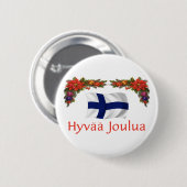 Finnland Hyvaa Joulua (frohe Weihnachten) Button (Vorne & Hinten)