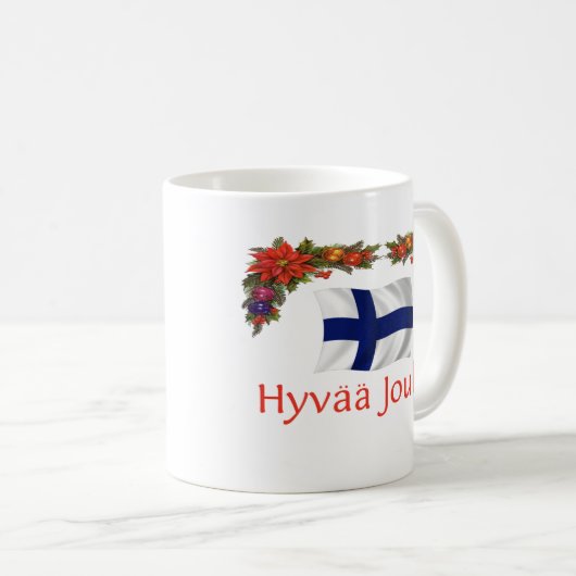 Finnland Hyvaa Joulua (frohe Weihnachten) Kaffeetasse (VorderseiteRechts)