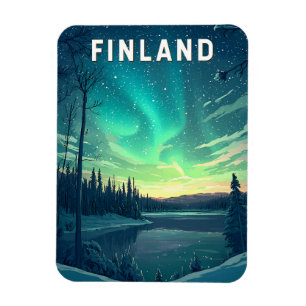 Finnland Illustration Travel Art Vintag Magnet