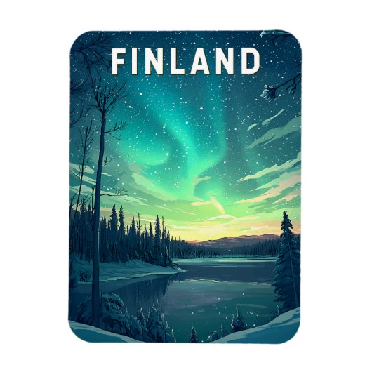 Finnland Illustration Travel Art Vintag Magnet (Vertikal)