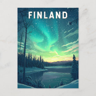 Finnland Illustration Travel Art Vintag Postkarte
