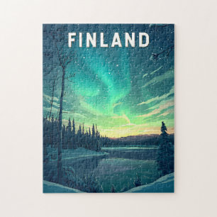 Finnland Illustration Travel Art Vintag Puzzle