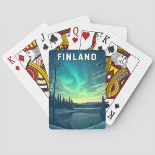 Finnland Illustration Travel Art Vintag Spielkarten