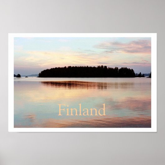 Finnland (Island Sunset) Poster mit Text (Vorne)