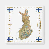Finnland Karte + Flaggen Magnet (Vorne)
