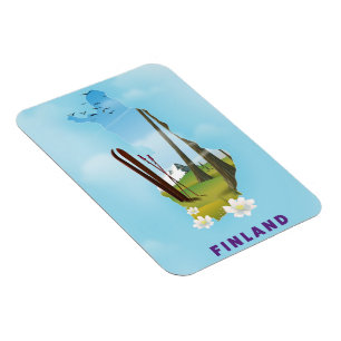 Finnland-Karte Illustriertes Reiseplakat Magnet