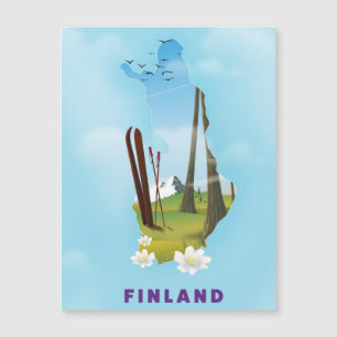Finnland-Karte Illustriertes Reiseplakat Magnetkarte