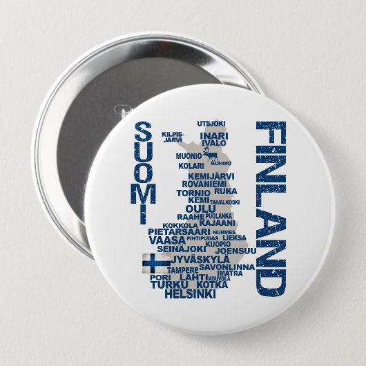 FINNLAND-KARTEN-Knopf Button (Vorne & Hinten)