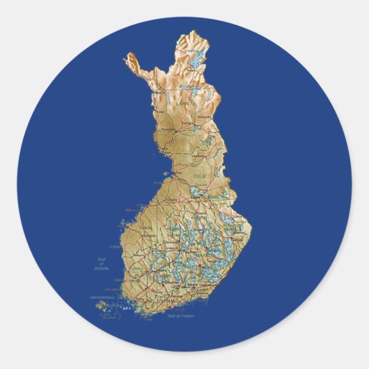 Finnland Kartenaufkleber Runder Aufkleber (Vorderseite)