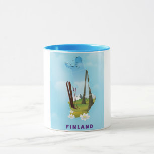 Finnland kartografiert Illustriertes Reiseplakat Tasse