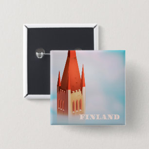 Finnland Kirchen Reiseposter Button