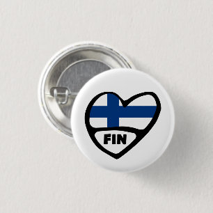 Finnland Ländercode Flaggen Herzstück Button Abzei