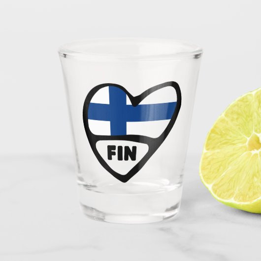 Finnland - Ländercode - Herd, FIN Schnapsglas (Vorderseite)