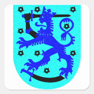 Finnland-Löwe u. Klingewappen Quadratischer Aufkleber