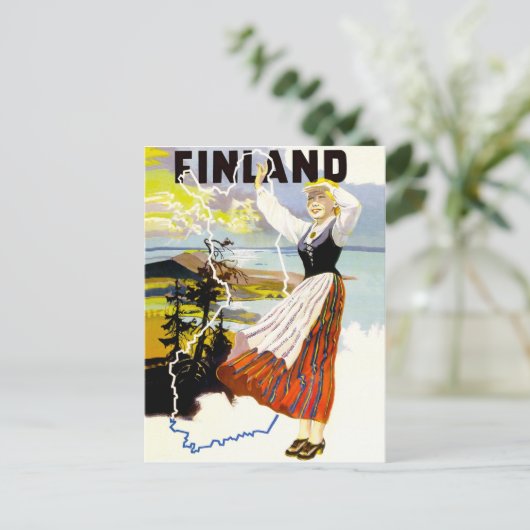 Finnland, Mädchen an der Küste Postkarte (Stehend Vorderseite)