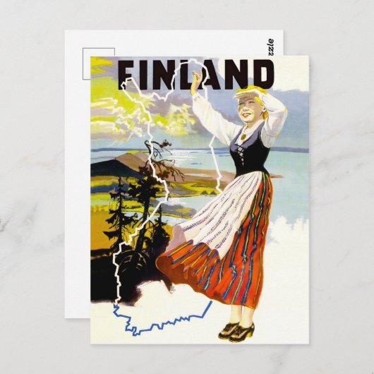 Finnland, Mädchen an der Küste Postkarte (Vorne/Hinten)