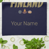 Finnland Moose Vintag Flag Tent Retro Souvenir Geschirrtuch (Gefaltet)