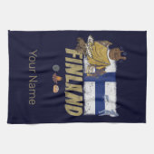 Finnland Moose Vintag Flag Tent Retro Souvenir Geschirrtuch (Horizontal)