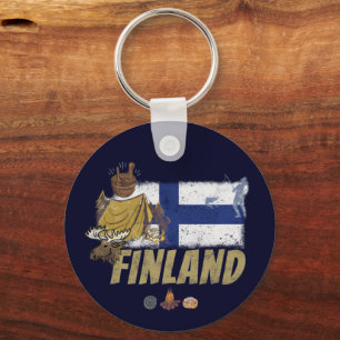 Finnland Moose Vintag Flag Tent Retro Souvenir Schlüsselanhänger