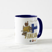 Finnland Moose Vintag Flag Tent Retro Souvenir Tasse (VorderseiteRechts)
