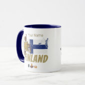 Finnland Moose Vintag Flag Tent Retro Souvenir Tasse (Vorderseite Links)