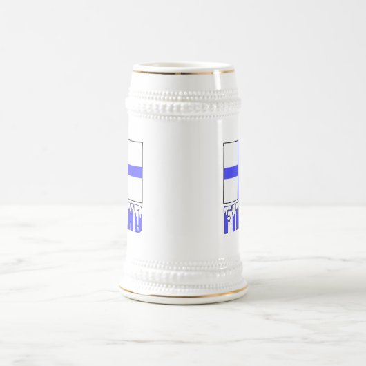 Finnland - Name der Flagge und des Schneekopfes Bierglas (Mittel)