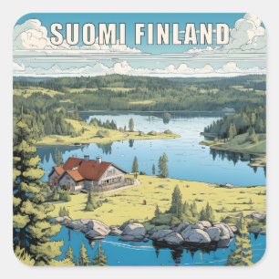 Finnland - Naturdarstellung Quadratischer Aufkleber