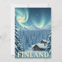 Finnland Nordlichter Winterhütte Flachkarte