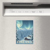 Finnland Nordlichter Winterhütte Magnet (In Situ (Geschirrspüler))